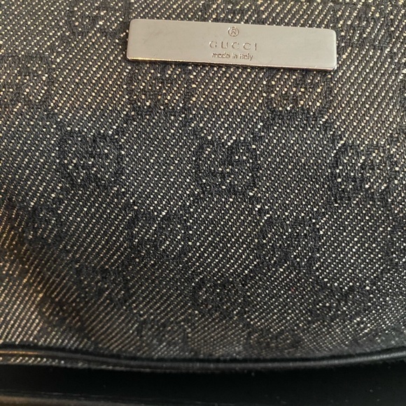 Authentic Vintage GUCCI Logos GG Pattern Canvas/Leather Boat Pochette Black - Picture 9 of 15
